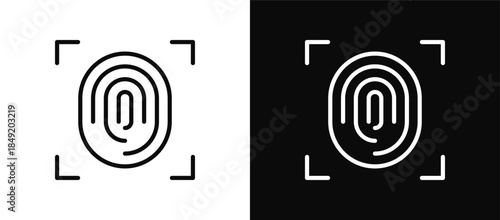 Fingerprint icon set black and white