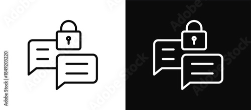 Mesage icon set black and white