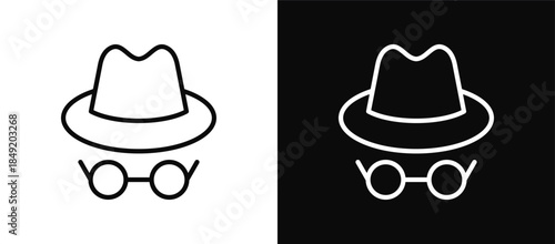 Spy icon set black and white