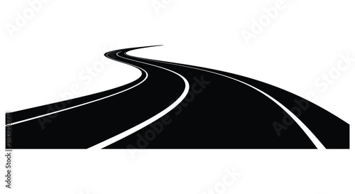A curving road stretches into the distance a stark and dramatic visual silhouette