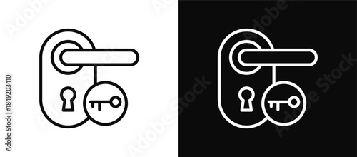 Door Handle icon set black and white