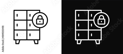 Locker icon set black and white
