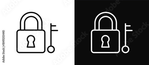 Padlock icon set black and white