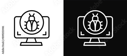 Antivirus icon set black and white