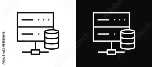 Database icon set black and white