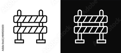 Roadblock icon set black and white