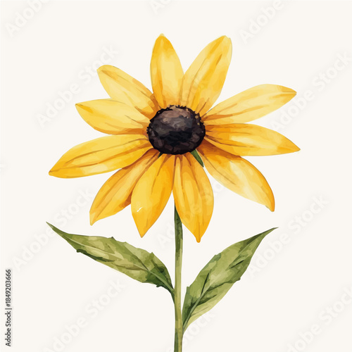 Hand-painted style, vectorized, vector set available in EPS An Elegant watercolor painting design collection_Watercolor_style_painting_of_a_black-eyed_susan_flower