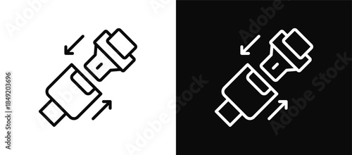 Seat Belt icon set black and white