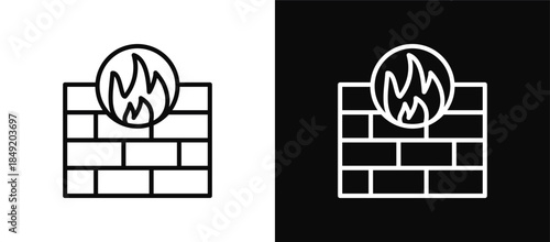 Firewall icon set black and white