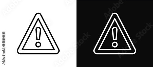 Warning icon set black and white