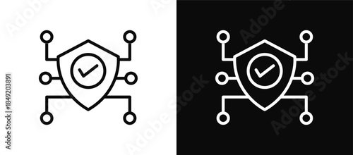 Protection icon set black and white