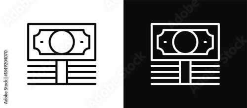 Money icon set black and white