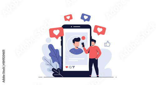 A young man takes a selfie to post on his social media profile to get likes and comments from his friends and followers.