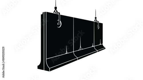 Industrial metal plate with hooks on white background