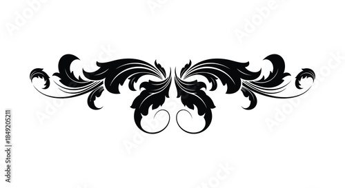 an ornate black floral design with swirling elements and delicate curves a captivating silhouette