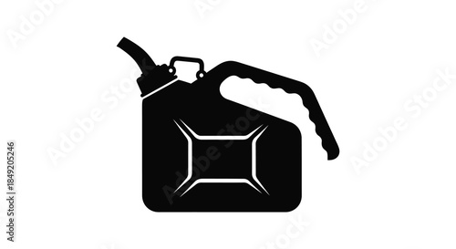 A striking black silhouette of a classic red gas can fuel storage container silhouette