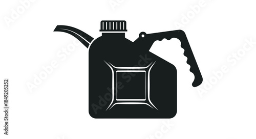 A stark black and white illustration of a portable fuel container showcasing a distinct silhouette