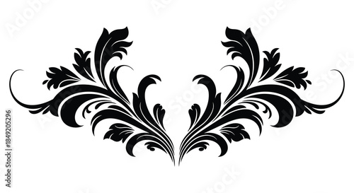 intricate floral design with swirling leaves and elegant curves a captivating black silhouette