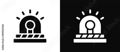 Siren icon set black and white