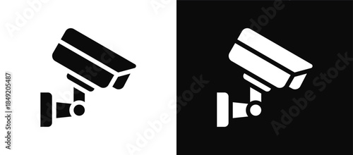 Cctv icon set black and white