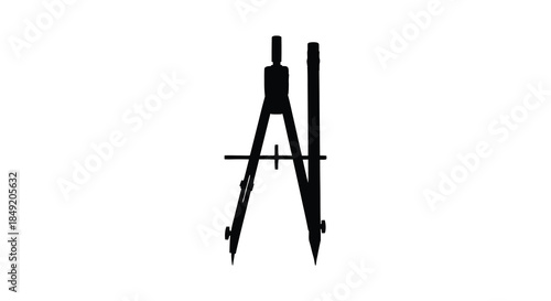 A striking black silhouette of a drafting compass a tool for precise geometric constructions silhouette