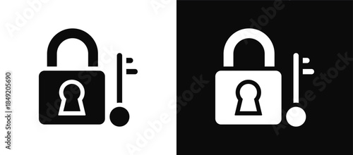 Padlock icon set black and white