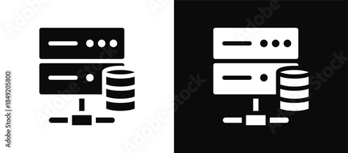 Database icon set black and white