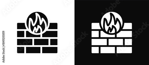 Firewall icon set black and white