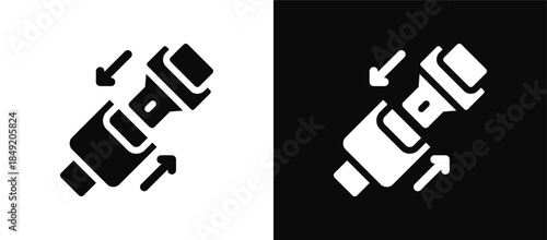Seat Belt icon set black and white