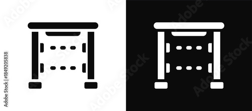 Security Gate icon set black and white