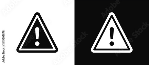 Warning icon set black and white