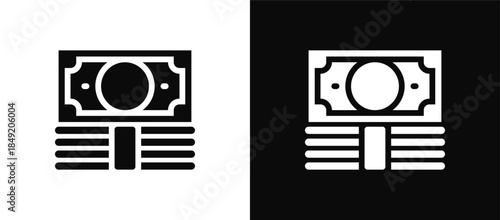 Money icon set black and white