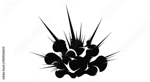 Abstract floral burst design with sharp spiky elements presented as a dark silhouette