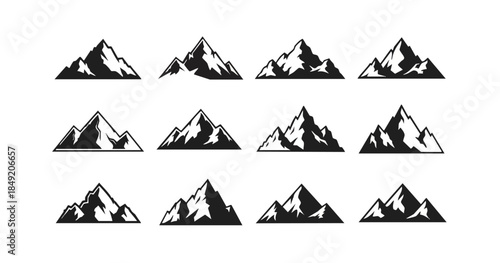 Mountain Range Silhouette Collection - Set of 12 Minimalist Peaks