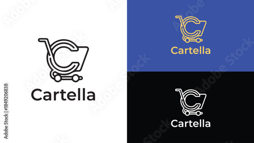 Cartella Shopping Cart Logo Design for E-commerce Brand