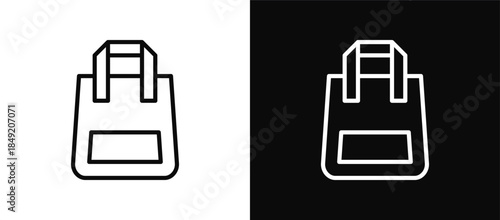 Shopping Bag icon set black and white