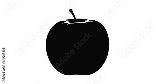 a striking black and white image depicting a single apple form presented as a silhouette