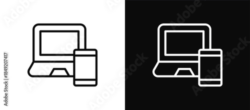 Device icon set black and white