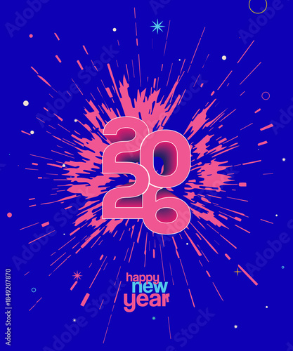2026 Happy new year, celebrating colourful new year