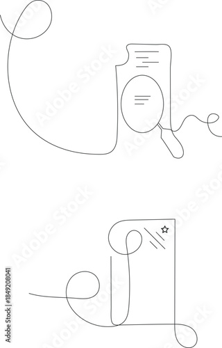 File search vector. continuous line art. one continuous line vector drawing of a folder