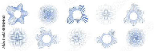 Hypnotic concentric rings spread outward like soundwaves, featuring gradient halftone dots and geometric precision for striking visual impact.