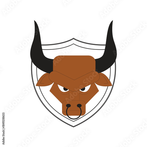 Angry Bull Mascot Logo Vector, Fierce Buffalo Head on Shield for Sports Team, Aggressive Taurus Emblem for Gaming  Esports and Corporate Branding Identity.