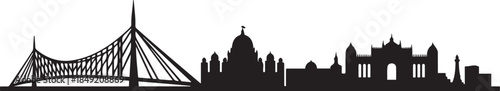 Fotografi Kolkata city template for website. design Vector black silhouette