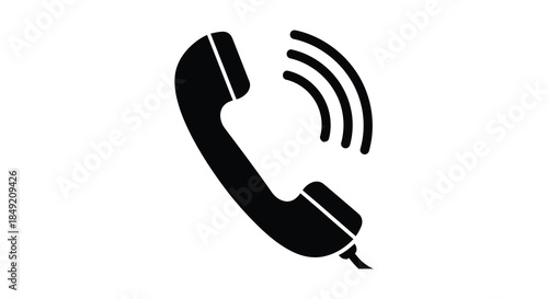A striking black silhouette of a classic telephone receiver with emanating sound waves silhouette