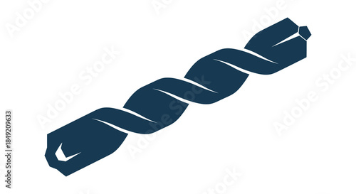 a dark blue twisting and curving abstract shape design presented as a striking silhouette