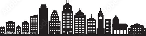 City Building Silhouette Element Icon. design Vector black silhouette