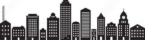 City Building Silhouette Element Icon. design Vector black silhouette