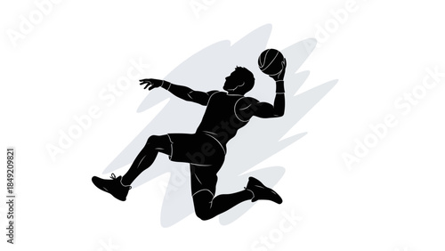Dynamic silhouette of football player jumping with ball