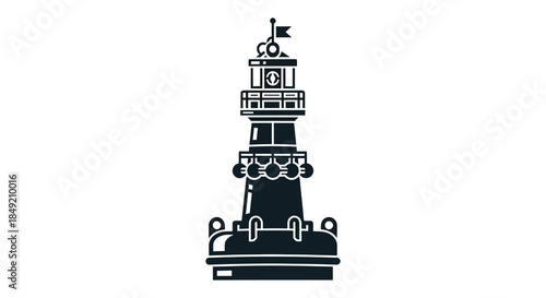 A striking black lighthouse illustration against a white background a captivating coastal scene silhouette