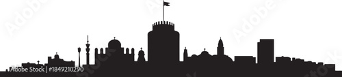 Thessaloniki Skyline Cityscape Greece Landmark. design Vector black silhouette